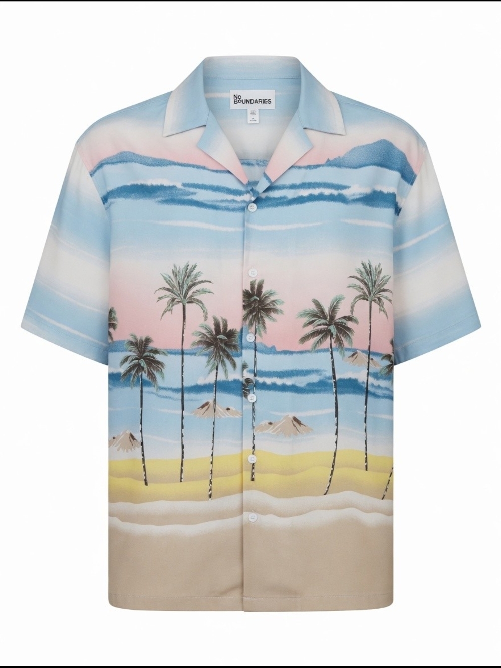 Big Men's Pastel Sunset Palm-Print Camp Shirt